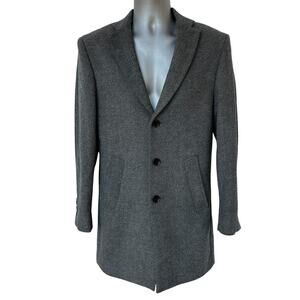 Vintage DKNY Blazer Gray Black White Wool Blend Tweed Overcoat Men's Size 36R
